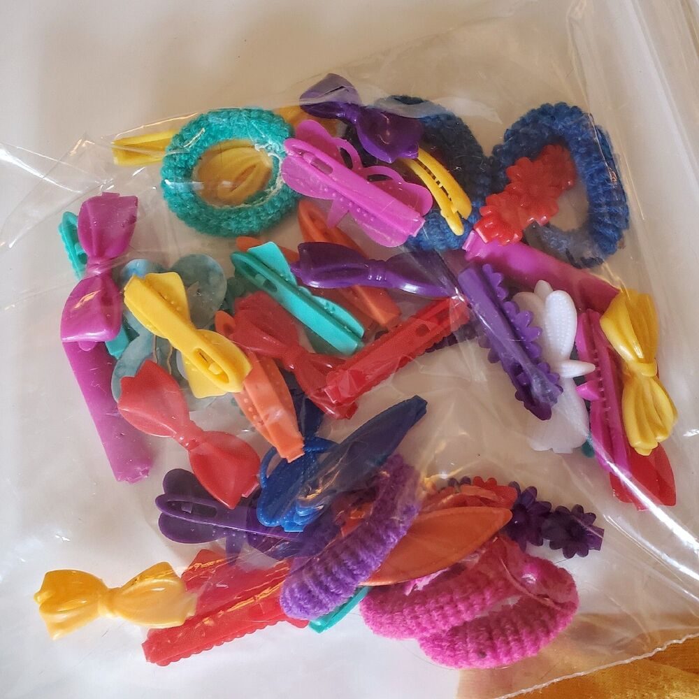 Vtg 80s/90s (37) Plastic Snap Barrettes & Elastics, 3 Headbands & Scrunchy - Picture 2 of 2